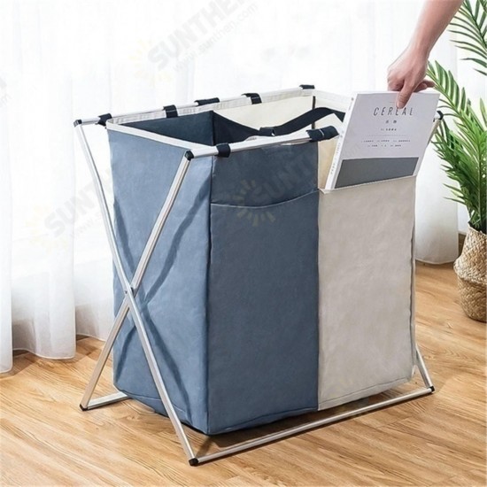 3 Grids Foldable Clothes Storage Hamper Baskets Organizer Laundry Bag