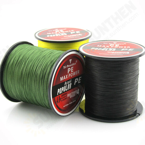 300M Super Strong 4 Strands PE Spectra Braided Wire Fish Rope Sea Fishing Lines 8-60LB