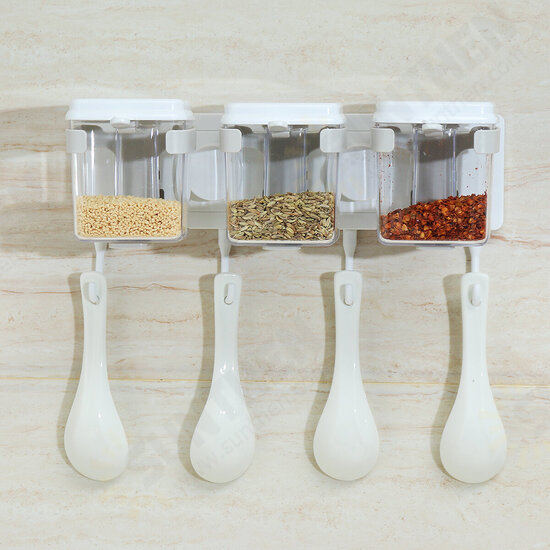 3/4 Grids Seasoning Storage Container Kitchen Wall Hanging Condiment Spice Holder