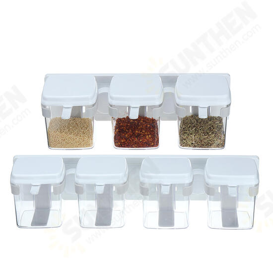 3/4 Grids Seasoning Storage Container Kitchen Wall Hanging Condiment Spice Holder