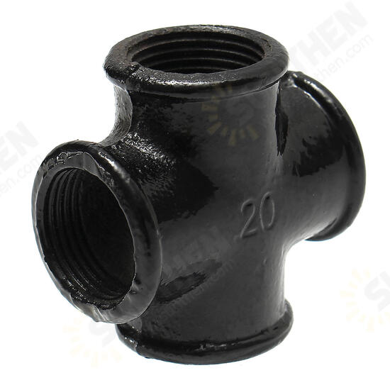 3/4 Inch Black Iron Pipe Threaded Cross Fitting Plumbing Malleable Cross Pipes Fittings