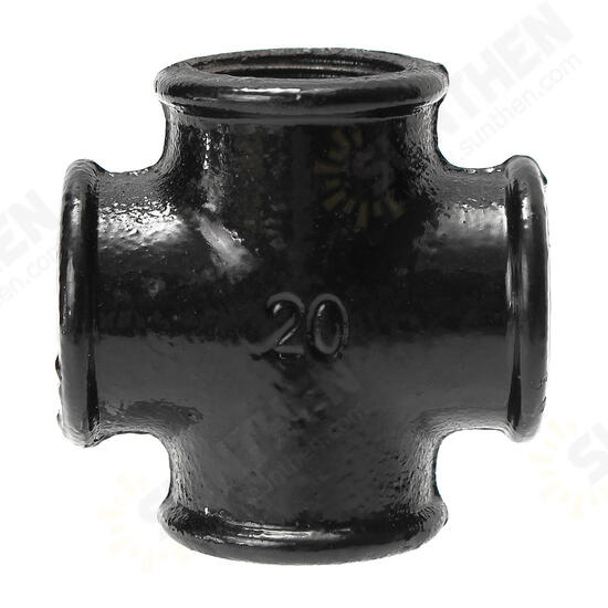 3/4 Inch Black Iron Pipe Threaded Cross Fitting Plumbing Malleable Cross Pipes Fittings