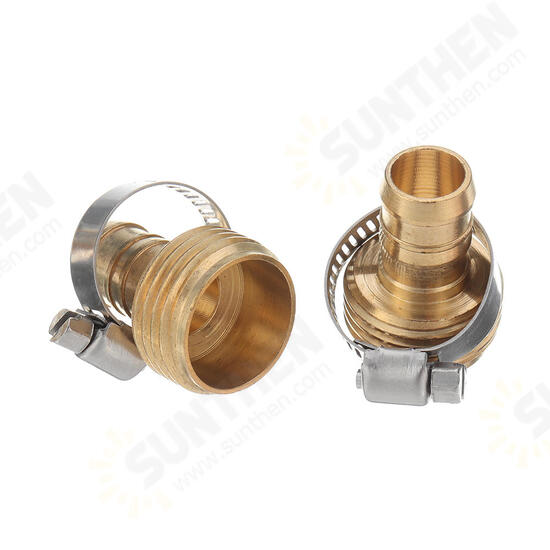 3/4inch NPT Brass Male Female Connector Garden Hose Repair Quick Connect Water Pipe Fittings Car Wash Adapter w/ Adjustable Ear Hose Clamp Clip