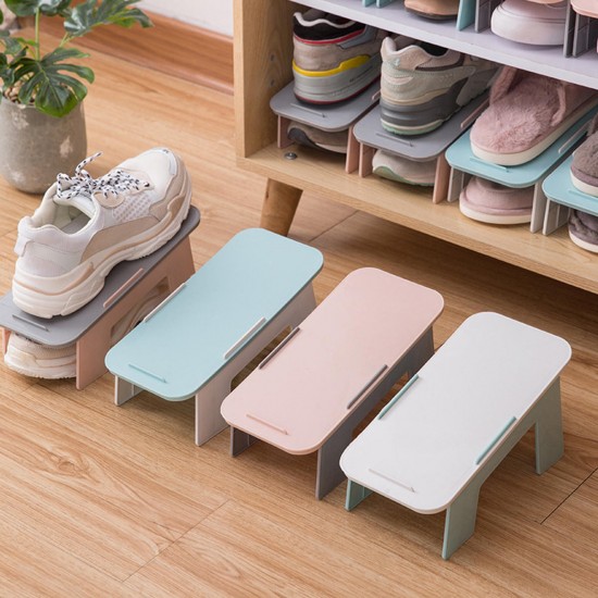 4 Colors Removeable Double Layer Shoes Racks Display Shoe Shelf
