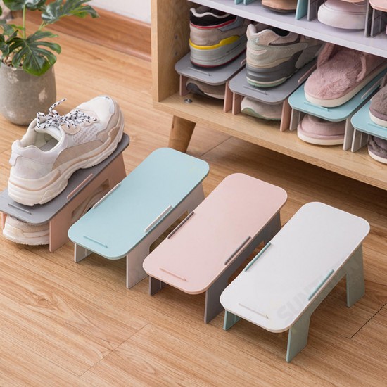 4 Colors Removeable Double Layer Shoes Racks Display Shoe Shelf