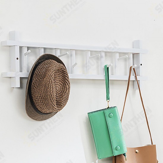 6/8 Hooks 360 Degree Rotating Coat Rack Wall Mount Rail Wooden Hat Clothes Towel Holder