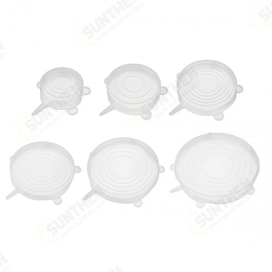 6Pcs/set Silicone Stretch Suction Pot Lids Kitchen Cover Pan Bowl Stopper Cap