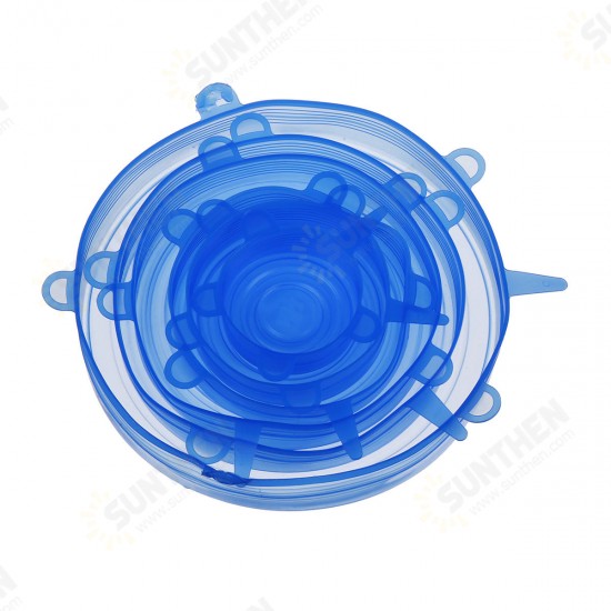 6Pcs/set Silicone Stretch Suction Pot Lids Kitchen Cover Pan Bowl Stopper Cap