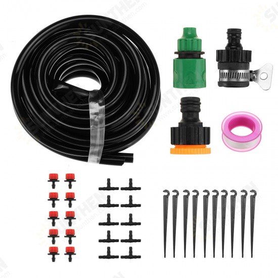 8 Holes Misting Irrigation System Kit Tubing Hose Dripper 5/10/15/18/20/25/50M