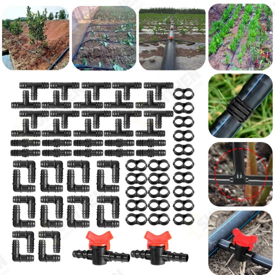 82/80Pcs Irrigation Fitting Kit Drip Irrigation Barbed Connectors Fitting Tools