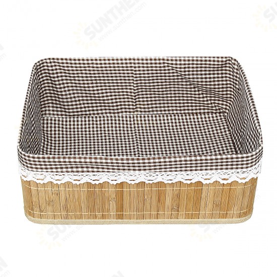 Bamboo Weaving Storage Baskets Picnic Grocery Snacks Toy Box Desktop Organizer