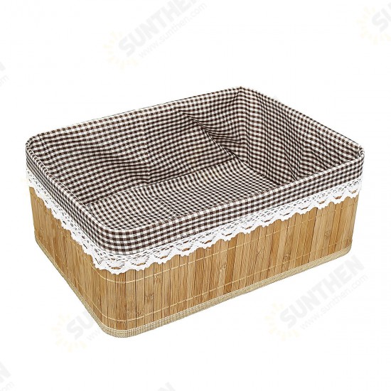 Bamboo Weaving Storage Baskets Picnic Grocery Snacks Toy Box Desktop Organizer