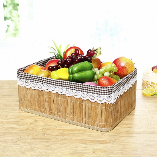 Bamboo Weaving Storage Baskets Picnic Grocery Snacks Toy Box Desktop Organizer