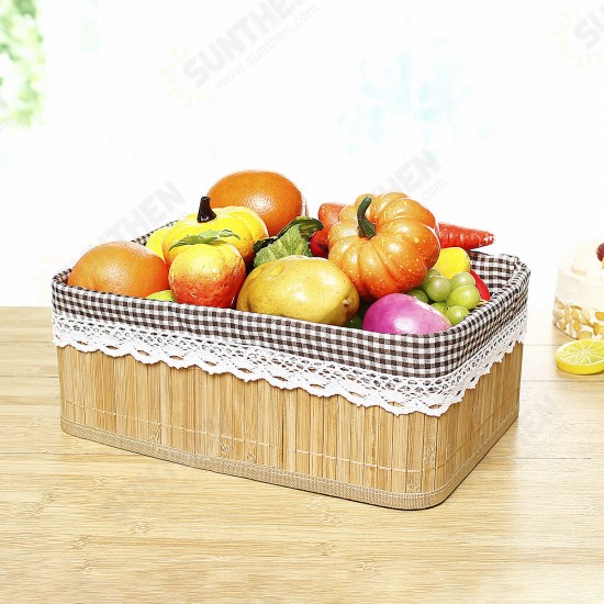 Bamboo Weaving Storage Baskets Picnic Grocery Snacks Toy Box Desktop Organizer