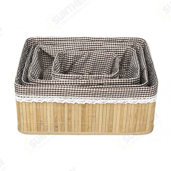 Bamboo Weaving Storage Baskets Picnic Grocery Snacks Toy Box Desktop Organizer