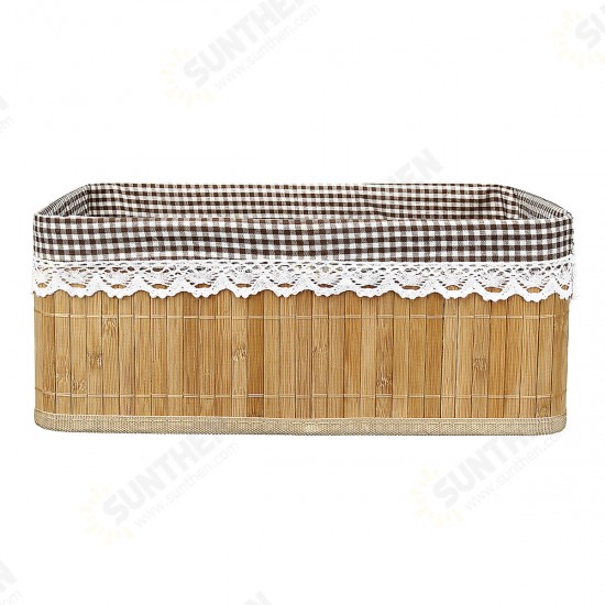 Bamboo Weaving Storage Baskets Picnic Grocery Snacks Toy Box Desktop Organizer