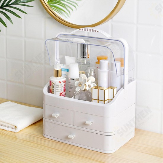 Box Storage Portable Cosmetic Large-capacity Dust-proof Plastic Desktop Drawer Organizer