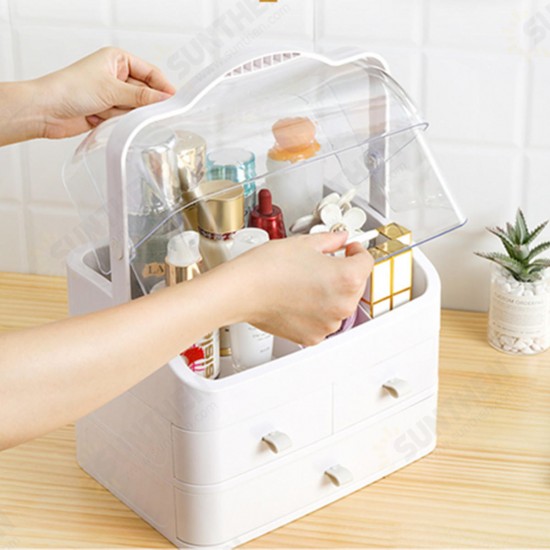 Box Storage Portable Cosmetic Large-capacity Dust-proof Plastic Desktop Drawer Organizer