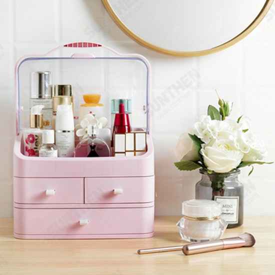 Box Storage Portable Cosmetic Large-capacity Dust-proof Plastic Desktop Drawer Organizer