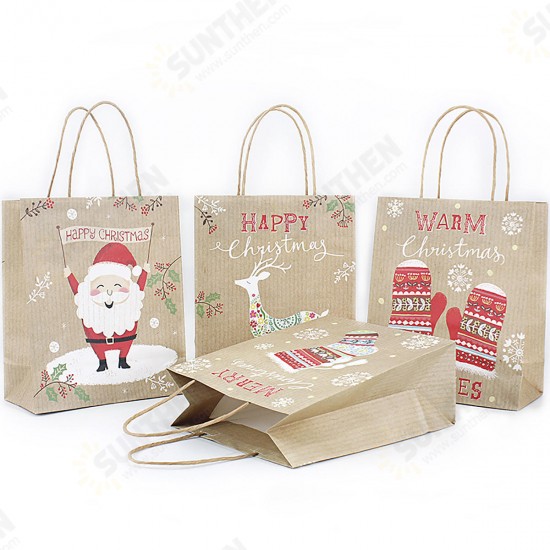 Christmas Kraft Paper Santa Gift Bag Candy Chocolate Cookies Bag Merry Christmas Decorations