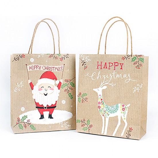 Christmas Kraft Paper Santa Gift Bag Candy Chocolate Cookies Bag Merry Christmas Decorations