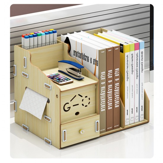Desktop Table Organizer Office Storage Folder Rack File Wood Display Shelf Stand