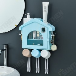 Dust-Proof Punch Toothbrush Holder with Cups Automatic Toothpaste Squeezer Dispenser Hair Dryer Holder Rack Home Storage Organizer Set Dust-Proof Punch Toothbrush Holder with Cups Automatic Toothpaste Squeezer Dispenser Hair Dryer Holder Rack Home Storage Organizer Set