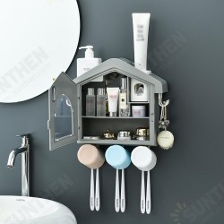 Dust-Proof Punch Toothbrush Holder with Cups Automatic Toothpaste Squeezer Dispenser Hair Dryer Holder Rack Home Storage Organizer Set Dust-Proof Punch Toothbrush Holder with Cups Automatic Toothpaste Squeezer Dispenser Hair Dryer Holder Rack Home Storage Organizer Set