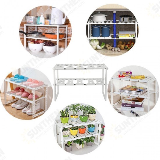 Expandable Kitchen Storage Shelf Bathroom Shoe Houseplant Organizer Rack Holder