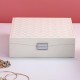Flannel Square Jewelry Box Simple Layout 2 Layers Makeup Organizer Choker Ring Necklace Storage Box