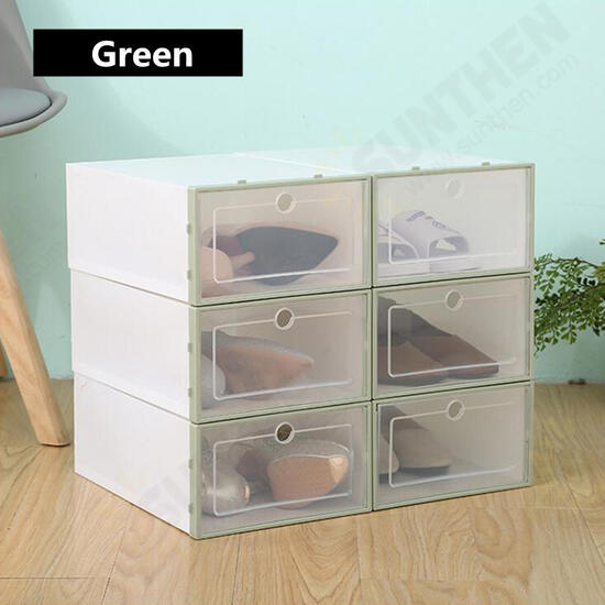 Foldable Clear Plastic Shoe Boxes Case Stackable Tidy Display Storage Organizer Single Box