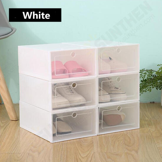 Foldable Clear Plastic Shoe Boxes Case Stackable Tidy Display Storage Organizer Single Box