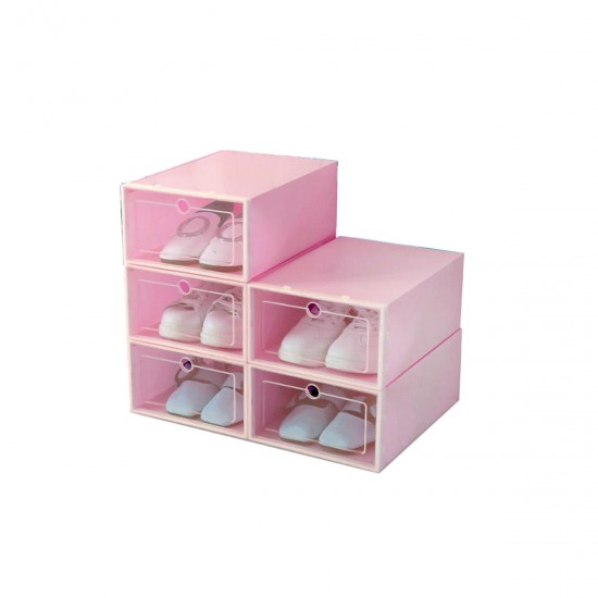 Foldable Clear Plastic Shoe Storage Boxes Display Organizer Stackable Tidy Save Space Single Box