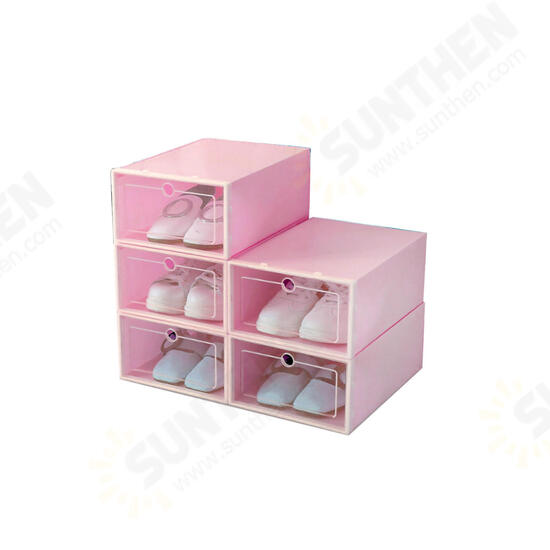 Foldable Clear Plastic Shoe Storage Boxes Display Organizer Stackable Tidy Save Space Single Box