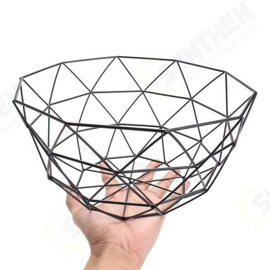 Geometric Metal Wire Decoration Storage Display Basket Display Vegetable Fruit Bowl Holder