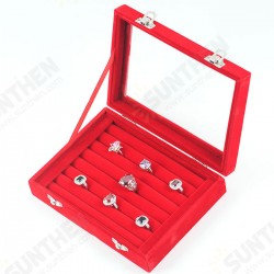 Jewelry Velvet Wood Ring Display Organizer Box Tray Holder Earring Storage Case Jewelry Velvet Wood Ring Display Organizer Box Tray Holder Earring Storage Case