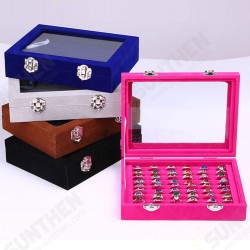 Jewelry Velvet Wood Ring Display Organizer Box Tray Holder Earring Storage Case Jewelry Velvet Wood Ring Display Organizer Box Tray Holder Earring Storage Case