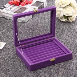 Jewelry Velvet Wood Ring Display Organizer Case Tray Holder Earring Storage Box Jewelry Velvet Wood Ring Display Organizer Case Tray Holder Earring Storage Box