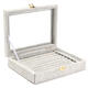 Jewelry Velvet Wood Ring Display Organizer Case Tray Holder Earring Storage Box