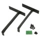 2Pcs Industrial Iron Chunky Solid Wood Shelf Brackets Matte Black Painting for Home Shop