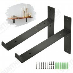 2Pcs Industrial Iron Chunky Solid Wood Shelf Brackets Matte Black Painting for Home Shop 2Pcs Industrial Iron Chunky Solid Wood Shelf Brackets Matte Black Painting for Home Shop
