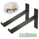 2Pcs Industrial Iron Chunky Solid Wood Shelf Brackets Matte Black Painting for Home Shop