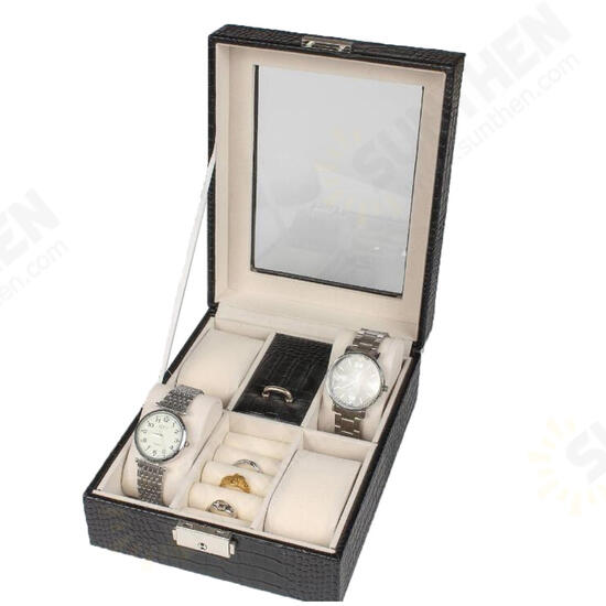 Leather Display Case Organizer Acrylic Collection Box for Storage Watch Jewelry