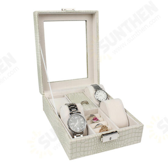 Leather Display Case Organizer Acrylic Collection Box for Storage Watch Jewelry