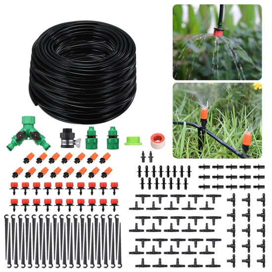 157Pcs Micro Drip Irrigation System Plant Self Watering Garden 40M Hose Kit