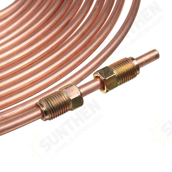 Roll Copper Steel 25 ft. 3/16inch Brake Line Pipe Tubing with 20 Pcs Kit Fittings Brake Female Male Nut