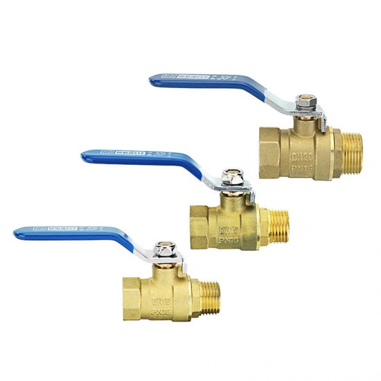 3/8inch 1/2inch 3/4inch Brass Ball Valves Two Piece Inline Lever Handle BSP Male x Female Thread