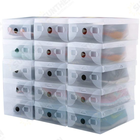 Transparent Plastic Shoe Storage Box Stackable Tidy Display Organizer Single Box