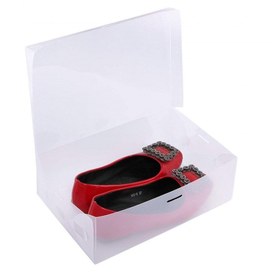 Transparent Plastic Shoe Storage Box Stackable Tidy Display Organizer Single Box