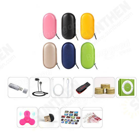 Universal PU Box Storage Package Case Oval Shape for Finger Spinner Data Cable Charger Earphone